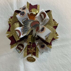 Redsking hair bow homemade multilayered bling glitter gold red